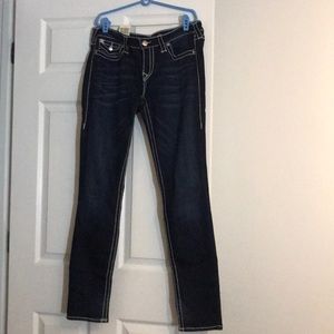 True religion jeans (dark denim white stitching)